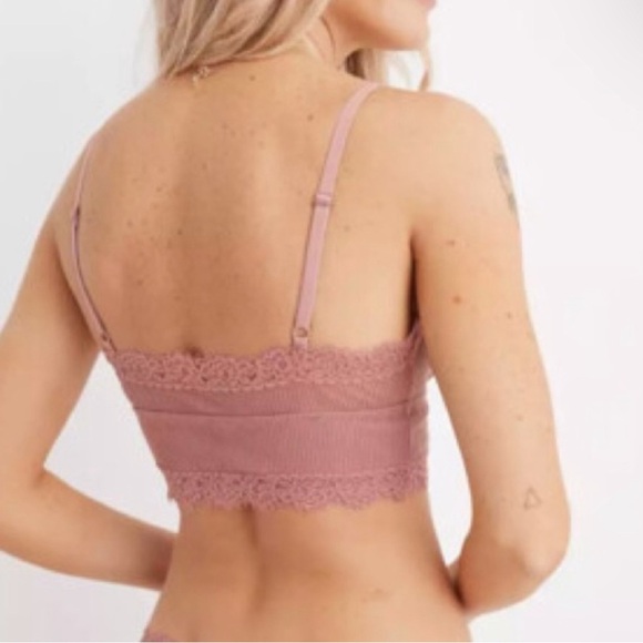 NWT Aerie Ribbed Eyelash Lace Trim Longline Bralette - Picture 2 of 7
